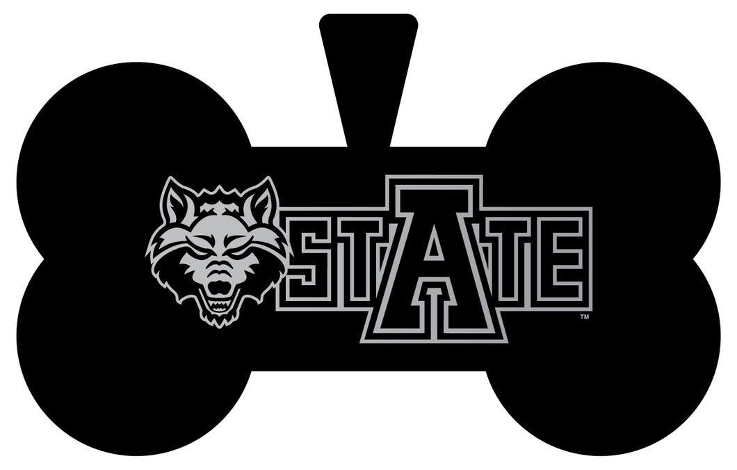 Arkansas State Dog Tag Matte Black Bone-shaped Engraved Officially Licensed 