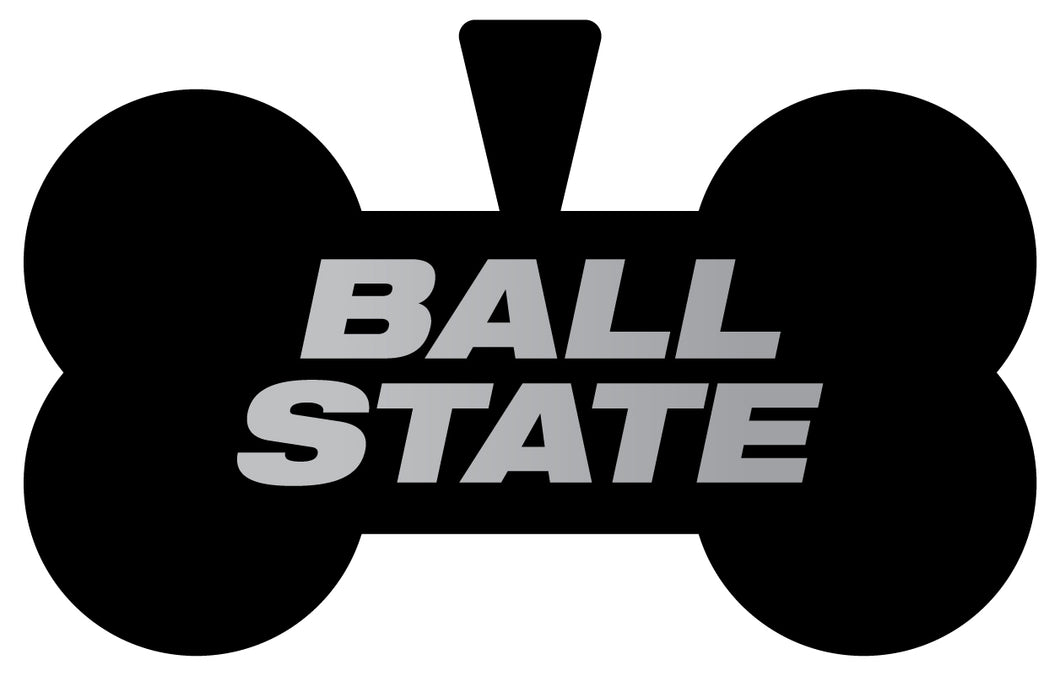 Ball State University Dog Tag Matte Black Bone-shaped Engraved Officially Licensed 