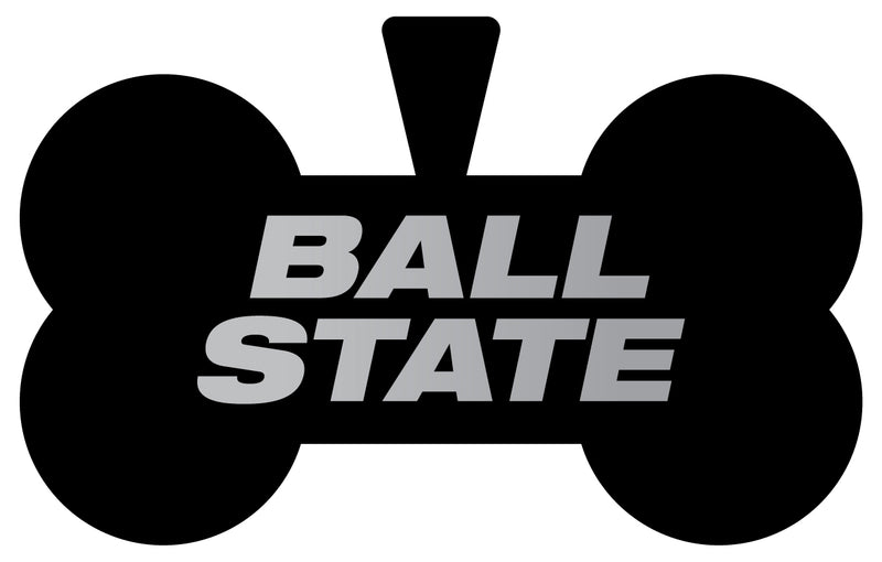 Ball State University Dog Tag Matte Black Bone-shaped Engraved Officially Licensed 