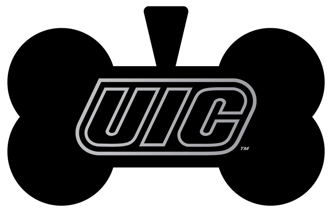 University of Illinois at Chicago Dog Tag Matte Black Bone-shaped Engraved Officially Licensed 
