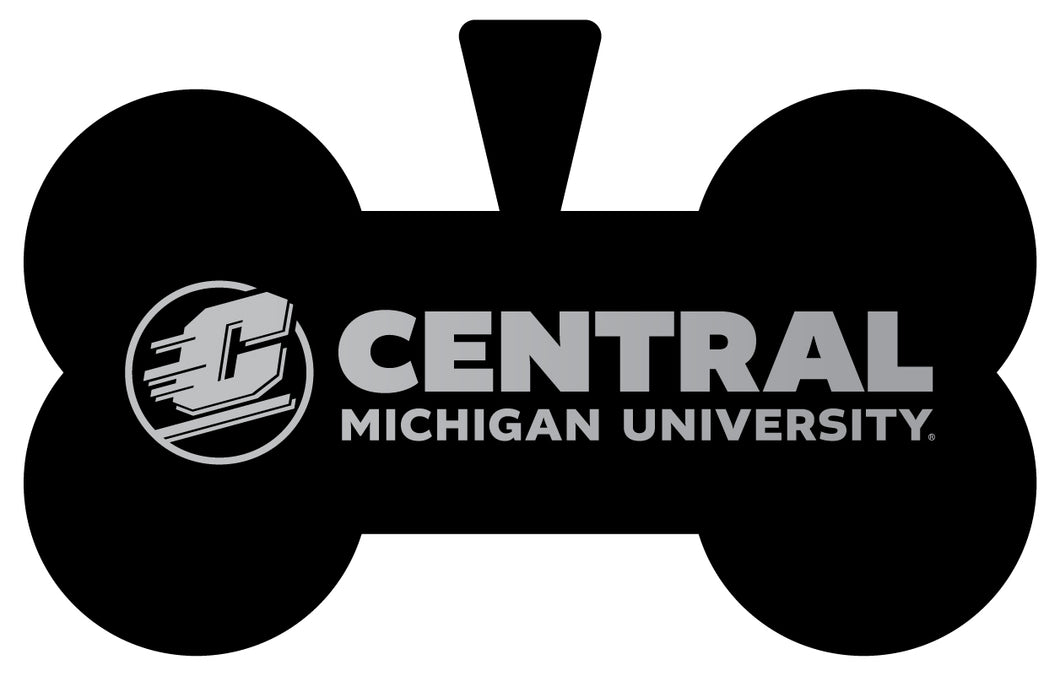 Central Michigan University Dog Tag Matte Black Bone-shaped Engraved Officially Licensed 