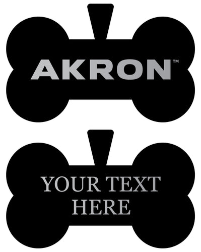 Akron Zips Personalized Matte Black Bone Dog Tag – Engraved Officially Licensed Collegiate Pet ID 