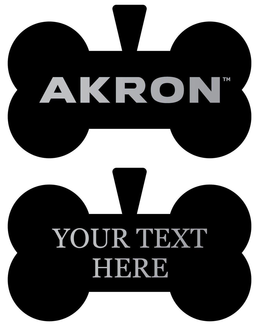 Akron Zips Personalized Matte Black Bone Dog Tag – Engraved Officially Licensed Collegiate Pet ID 