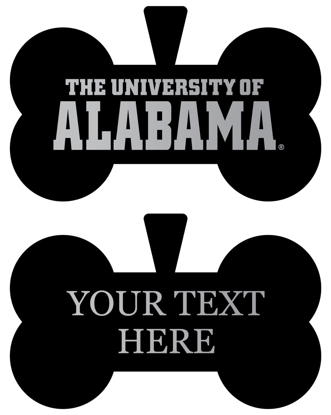 Alabama Crimson Tide Personalized Matte Black Bone Dog Tag – Engraved Officially Licensed Collegiate Pet ID 