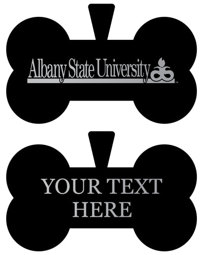 Albany State University Personalized Matte Black Bone Dog Tag – Engraved Officially Licensed Collegiate Pet ID 