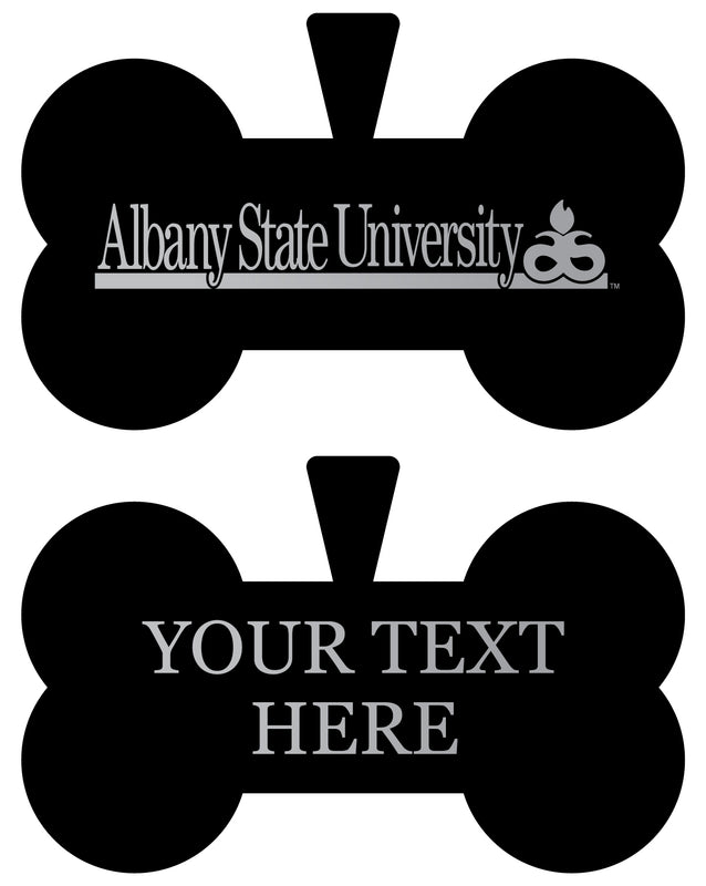 Albany State University Personalized Matte Black Bone Dog Tag – Engraved Officially Licensed Collegiate Pet ID 