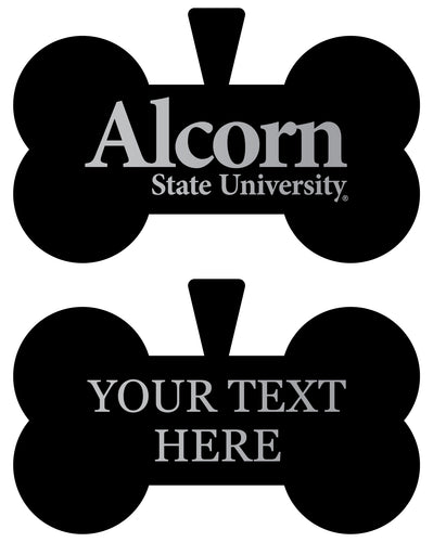Alcorn State Braves Personalized Matte Black Bone Dog Tag – Engraved Officially Licensed Collegiate Pet ID 