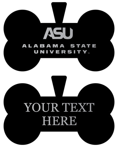 Alabama State University Personalized Matte Black Bone Dog Tag – Engraved Officially Licensed Collegiate Pet ID 