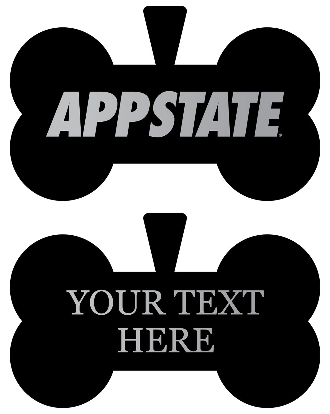 Appalachian State Personalized Matte Black Bone Dog Tag – Engraved Officially Licensed Collegiate Pet ID 