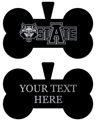 Arkansas State Personalized Matte Black Bone Dog Tag – Engraved Officially Licensed Collegiate Pet ID 