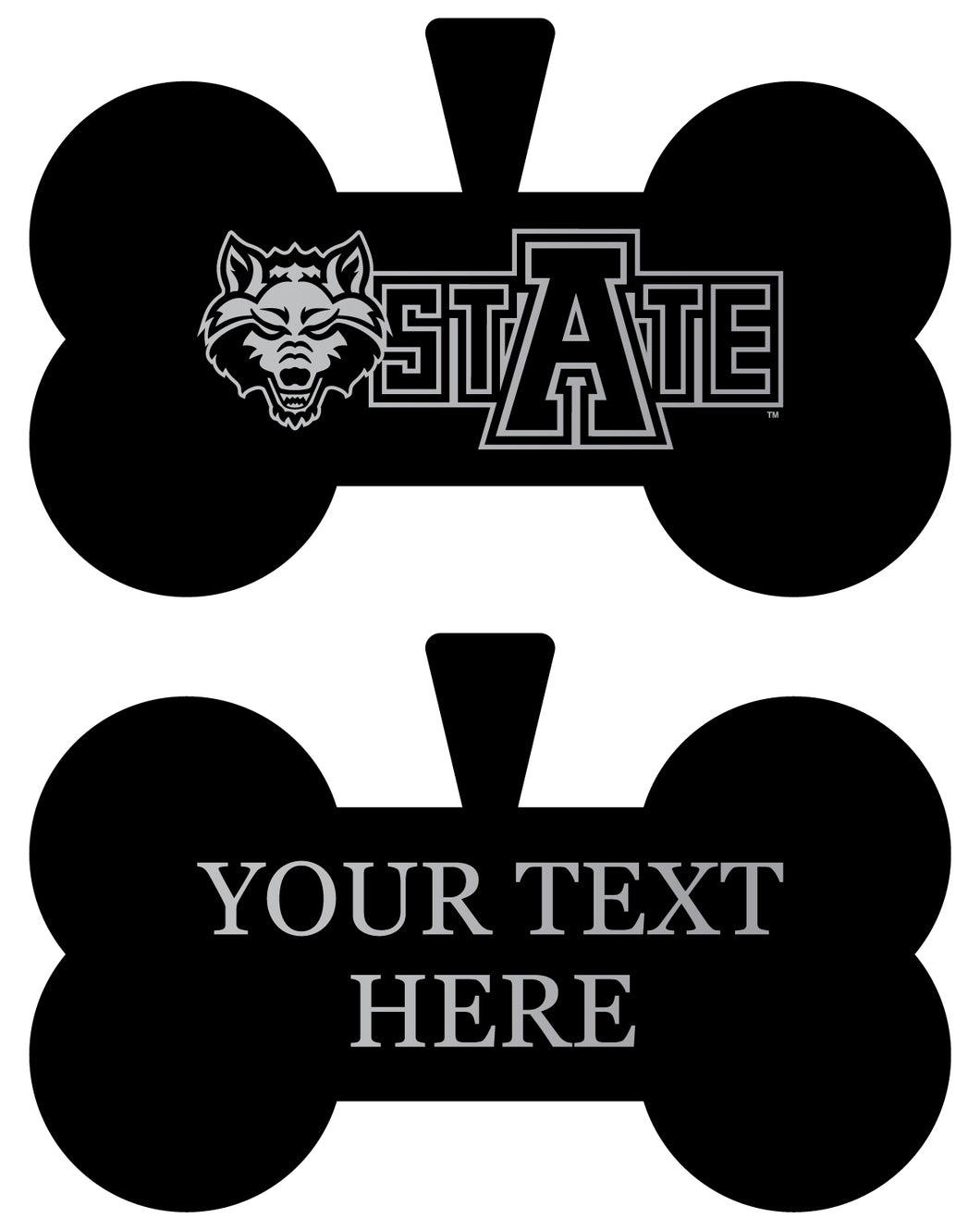 Arkansas State Personalized Matte Black Bone Dog Tag – Engraved Officially Licensed Collegiate Pet ID 
