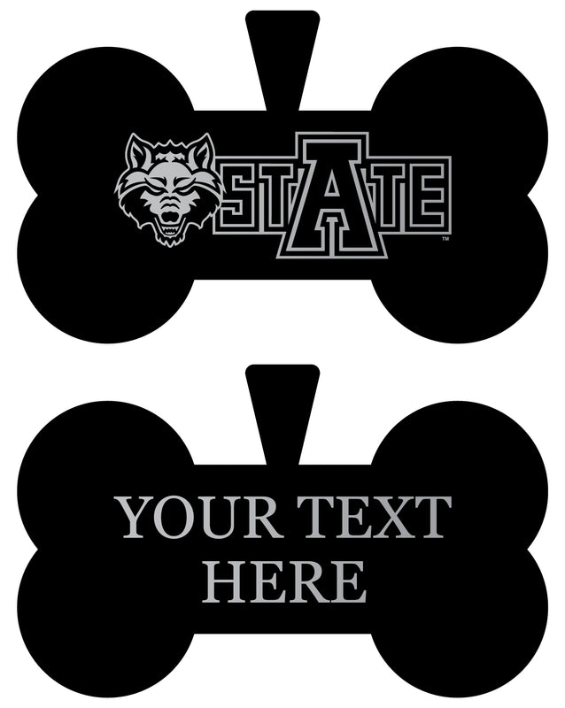 Arkansas State Personalized Matte Black Bone Dog Tag – Engraved Officially Licensed Collegiate Pet ID 