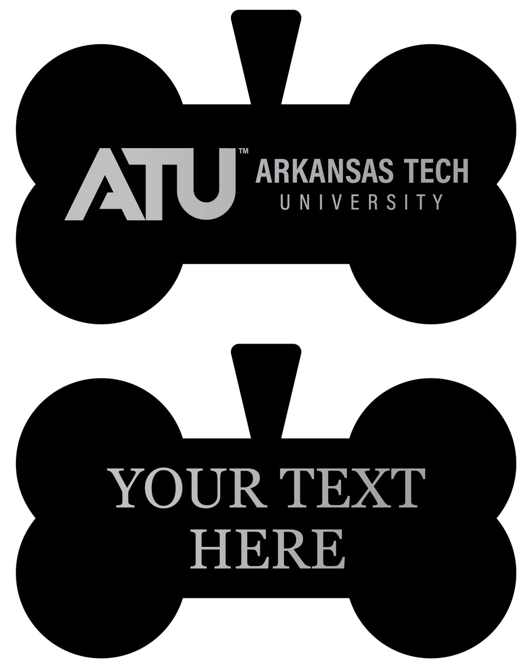 Arkansas Tech University Personalized Matte Black Bone Dog Tag – Engraved Officially Licensed Collegiate Pet ID 
