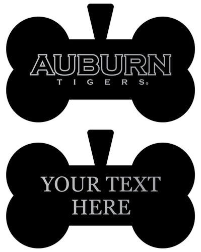 Auburn Tigers Personalized Matte Black Bone Dog Tag – Engraved Officially Licensed Collegiate Pet ID 