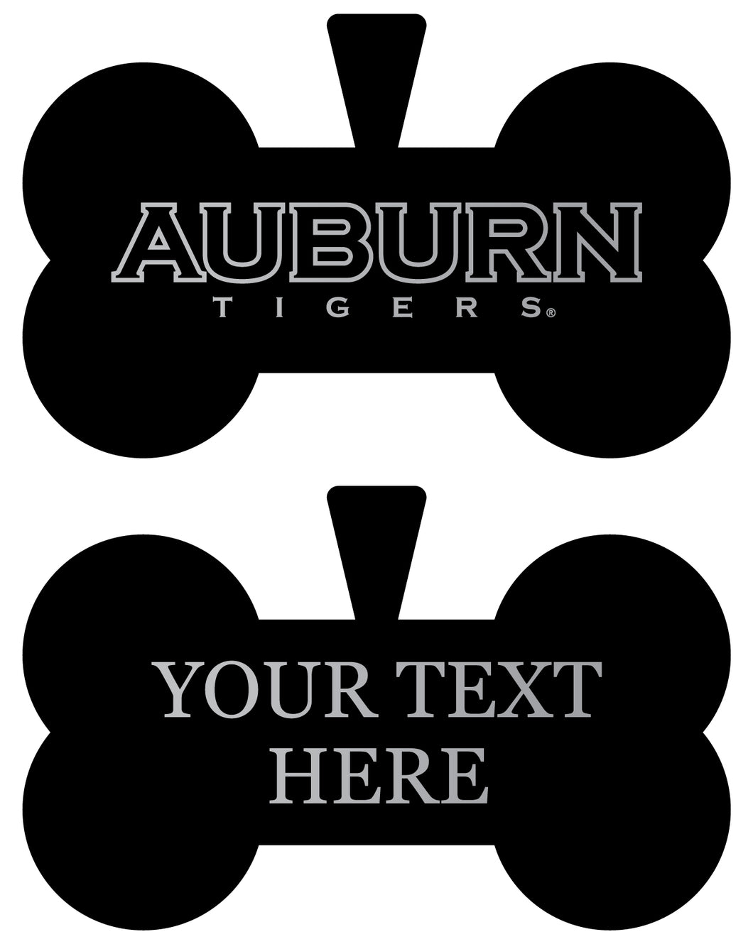 Auburn Tigers Personalized Matte Black Bone Dog Tag – Engraved Officially Licensed Collegiate Pet ID 