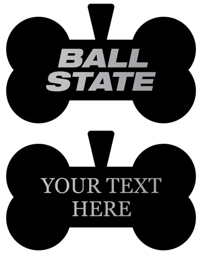 Ball State University Personalized Matte Black Bone Dog Tag – Engraved Officially Licensed Collegiate Pet ID 