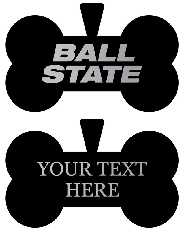 Ball State University Personalized Matte Black Bone Dog Tag – Engraved Officially Licensed Collegiate Pet ID 