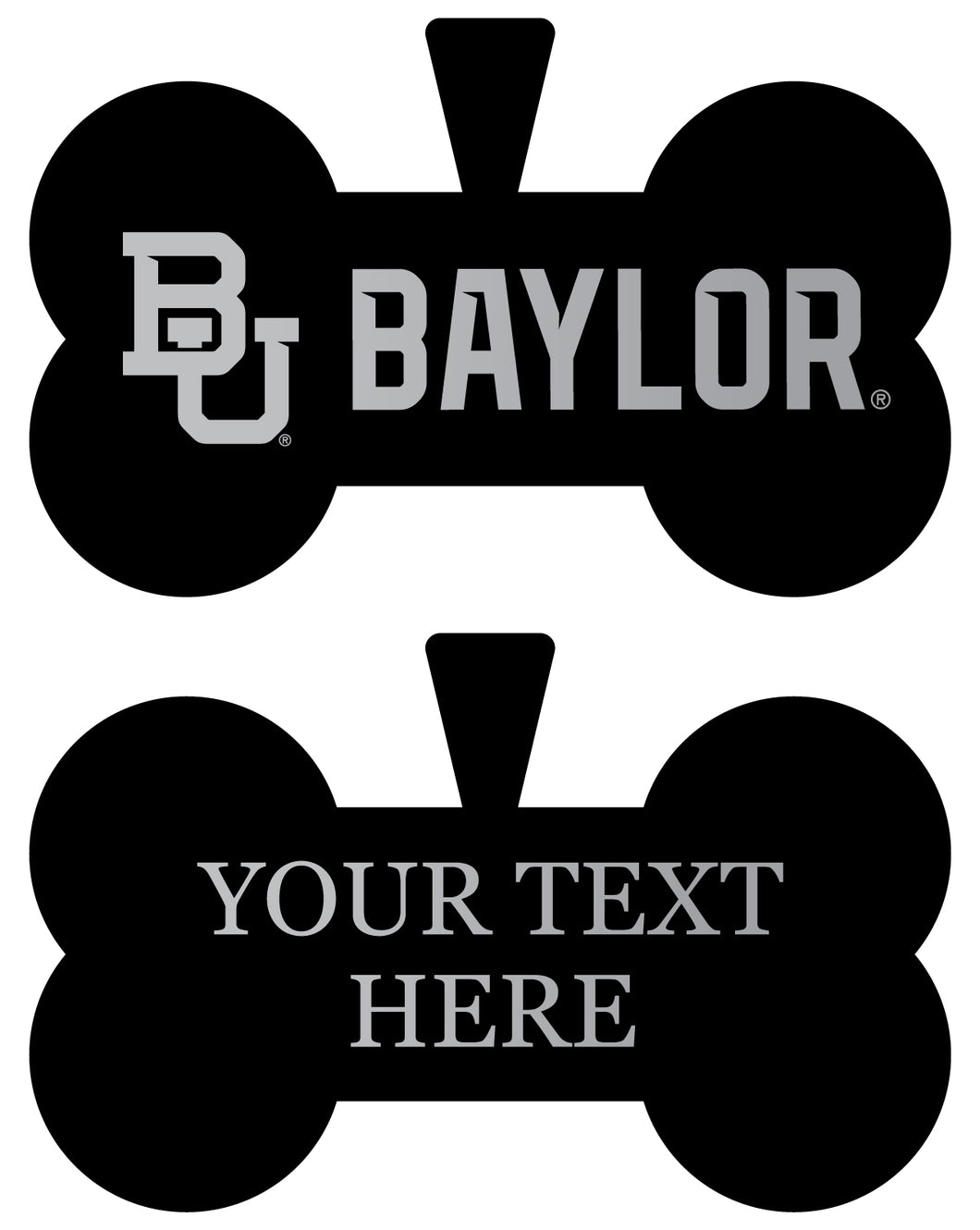 Baylor Bears Personalized Matte Black Bone Dog Tag – Engraved Officially Licensed Collegiate Pet ID 