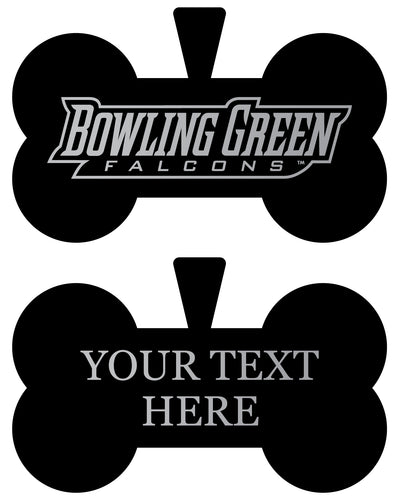 Bowling Green Falcons Personalized Matte Black Bone Dog Tag – Engraved Officially Licensed Collegiate Pet ID 