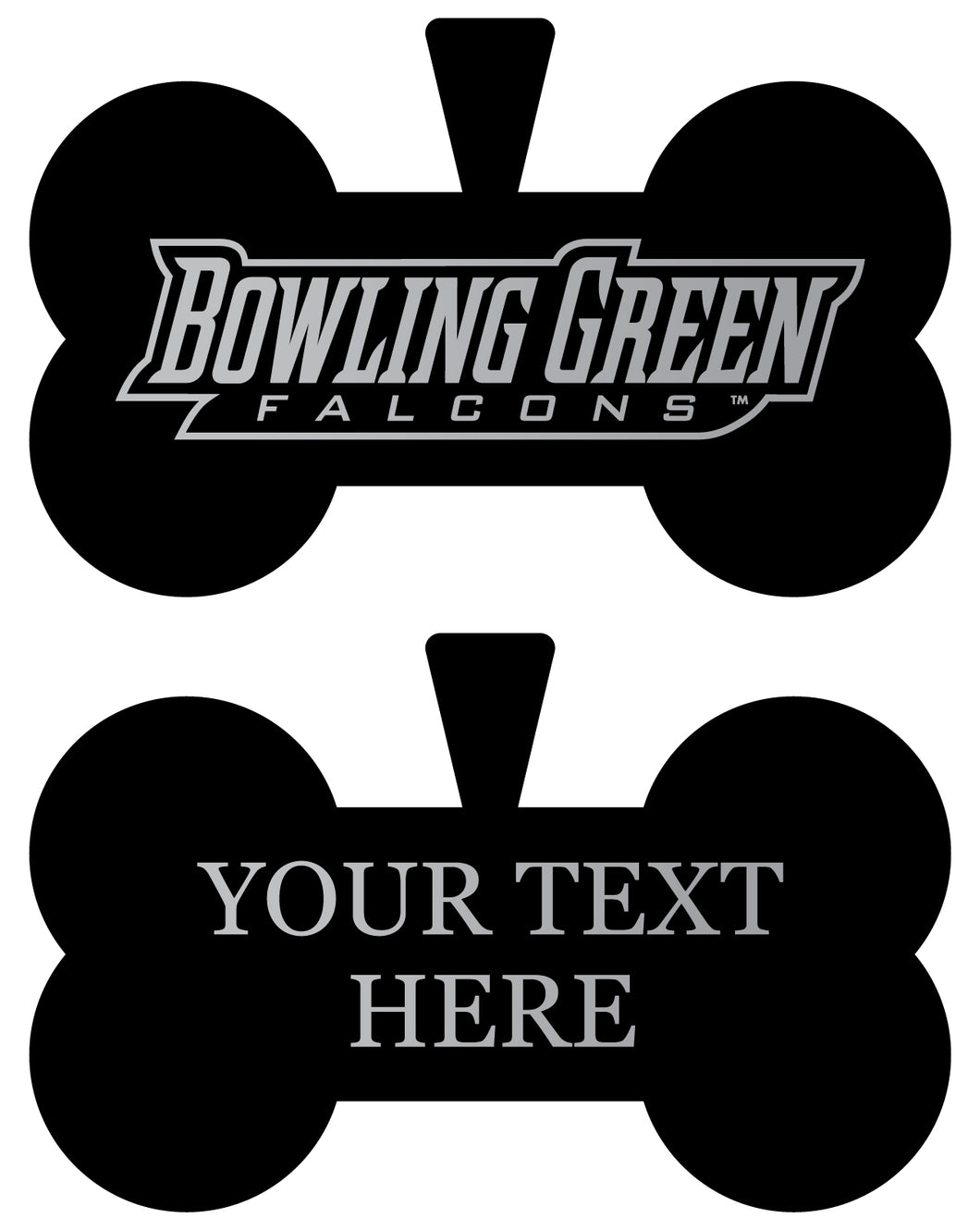Bowling Green Falcons Personalized Matte Black Bone Dog Tag – Engraved Officially Licensed Collegiate Pet ID 