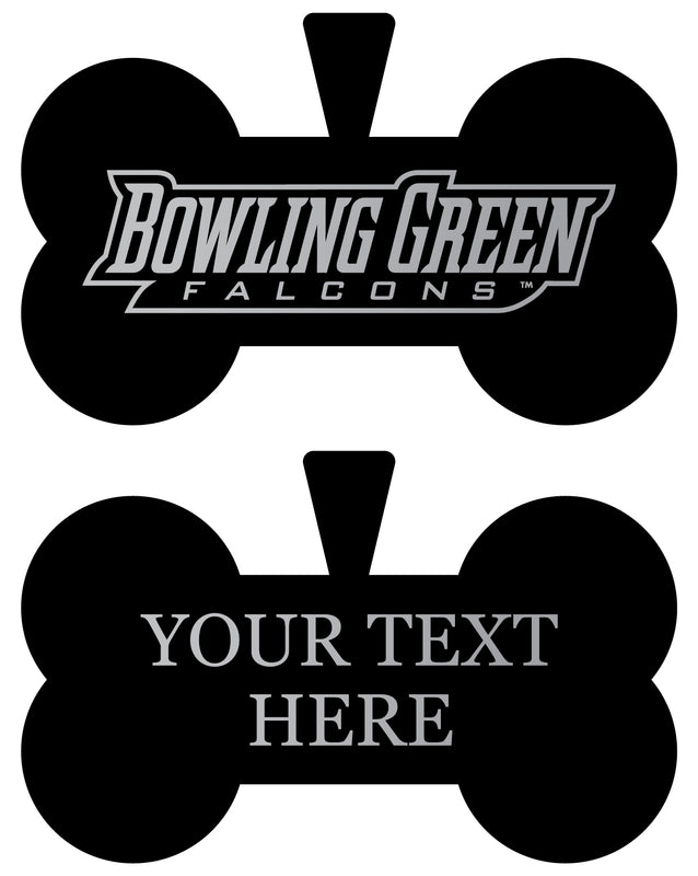 Bowling Green Falcons Personalized Matte Black Bone Dog Tag – Engraved Officially Licensed Collegiate Pet ID 