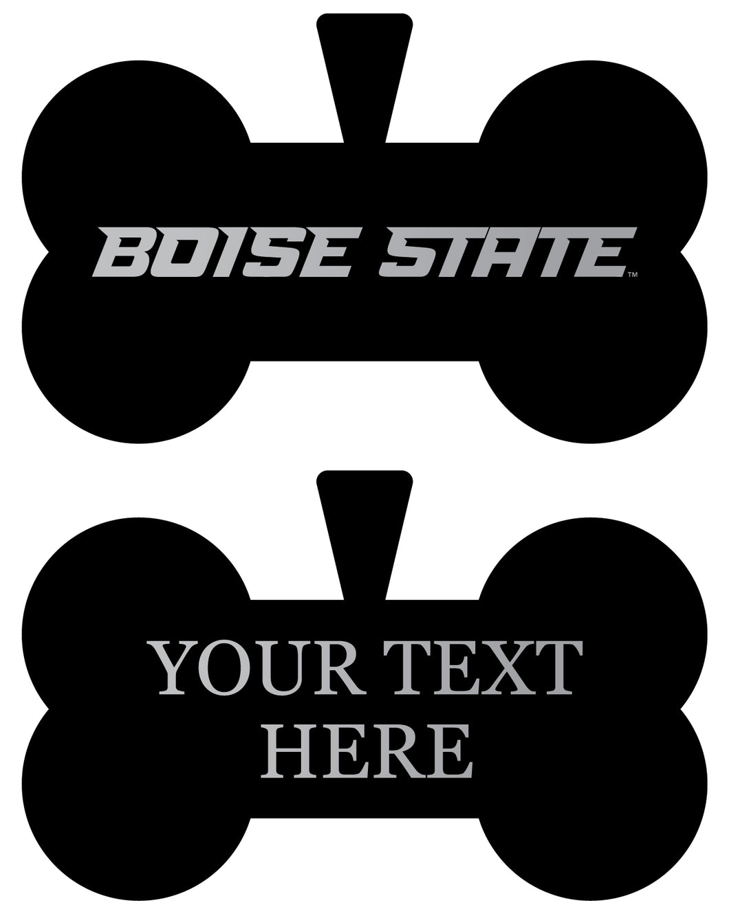 Boise State Broncos Personalized Matte Black Bone Dog Tag – Engraved Officially Licensed Collegiate Pet ID 