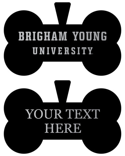 Brigham Young Cougars Personalized Matte Black Bone Dog Tag – Engraved Officially Licensed Collegiate Pet ID 