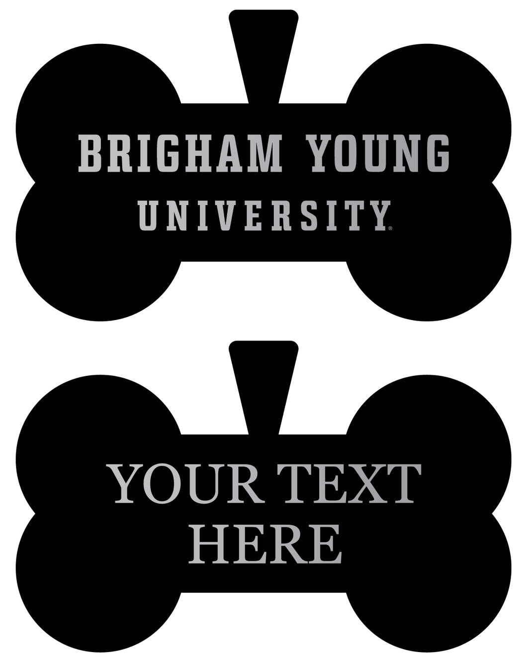 Brigham Young Cougars Personalized Matte Black Bone Dog Tag – Engraved Officially Licensed Collegiate Pet ID 