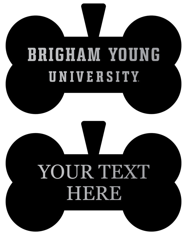 Brigham Young Cougars Personalized Matte Black Bone Dog Tag – Engraved Officially Licensed Collegiate Pet ID 