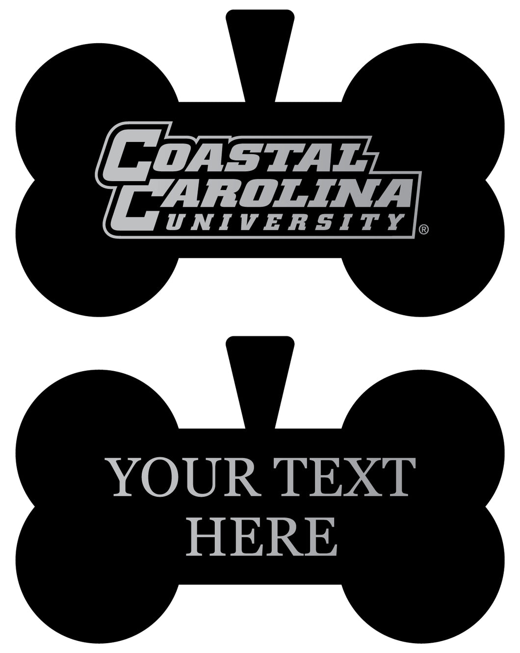 Coastal Carolina University Personalized Matte Black Bone Dog Tag – Engraved Officially Licensed Collegiate Pet ID 