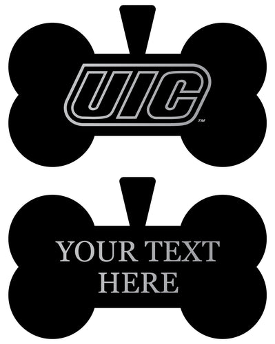 University of Illinois at Chicago Personalized Matte Black Bone Dog Tag – Engraved Officially Licensed Collegiate Pet ID 