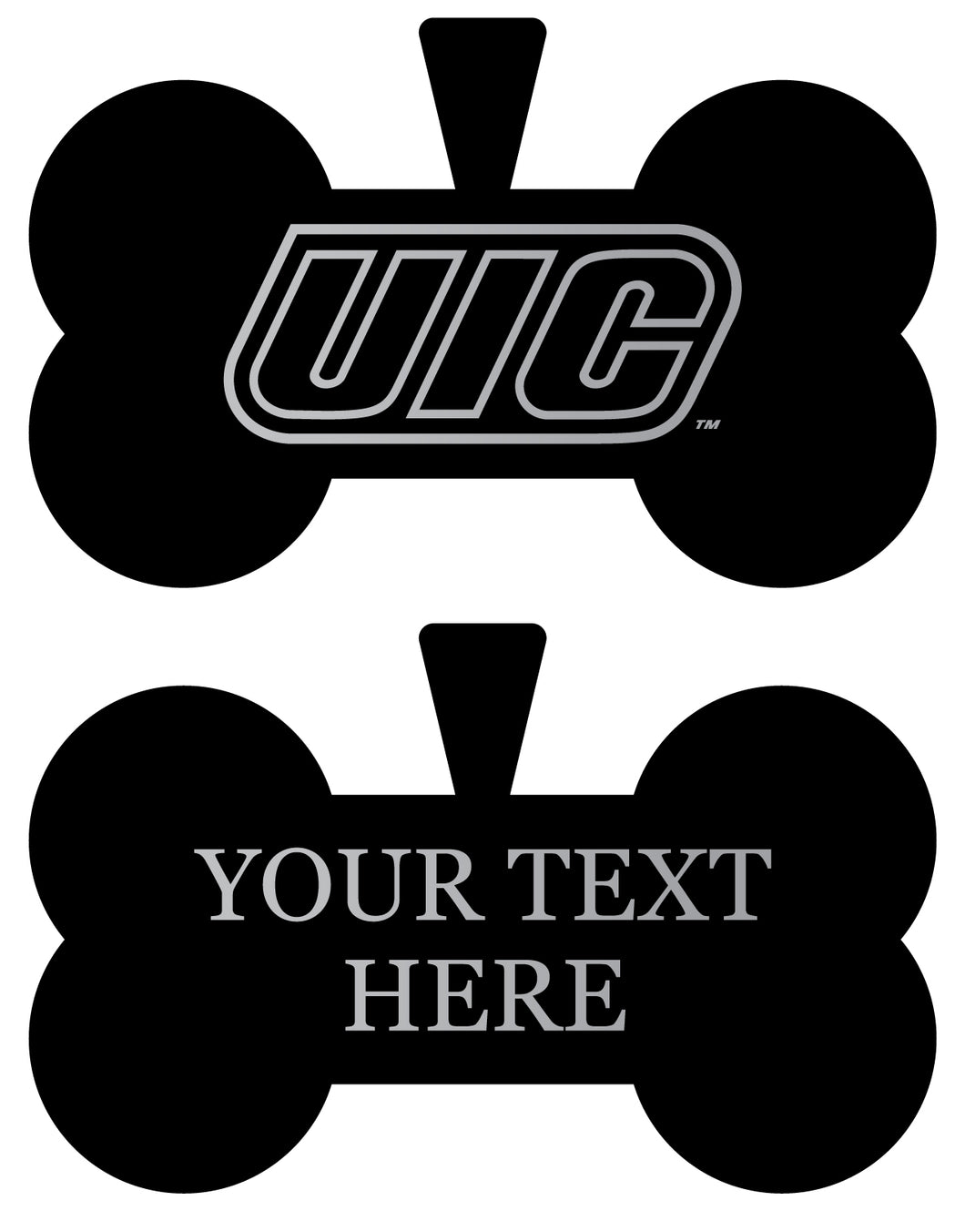 University of Illinois at Chicago Personalized Matte Black Bone Dog Tag – Engraved Officially Licensed Collegiate Pet ID 
