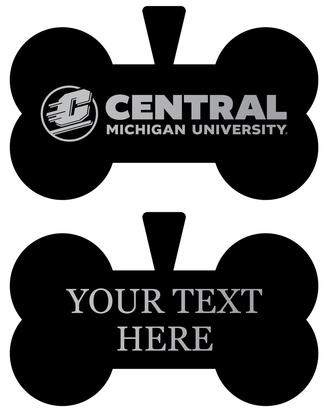 Central Michigan University Personalized Matte Black Bone Dog Tag – Engraved Officially Licensed Collegiate Pet ID 