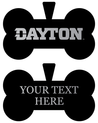 Dayton Flyers Personalized Matte Black Bone Dog Tag – Engraved Officially Licensed Collegiate Pet ID 