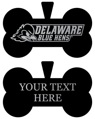 Delaware Blue Hens Personalized Matte Black Bone Dog Tag – Engraved Officially Licensed Collegiate Pet ID 