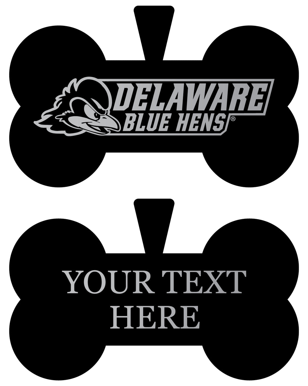 Delaware Blue Hens Personalized Matte Black Bone Dog Tag – Engraved Officially Licensed Collegiate Pet ID 