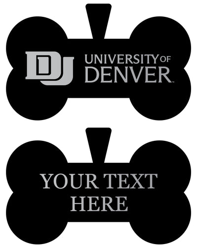 University of Denver Pioneers Personalized Matte Black Bone Dog Tag – Engraved Officially Licensed Collegiate Pet ID 
