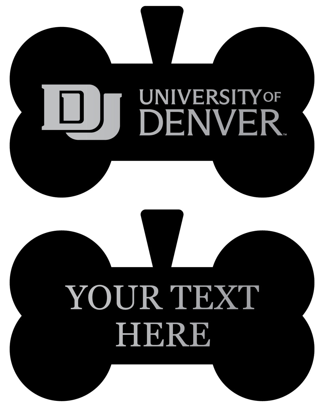 University of Denver Pioneers Personalized Matte Black Bone Dog Tag – Engraved Officially Licensed Collegiate Pet ID 