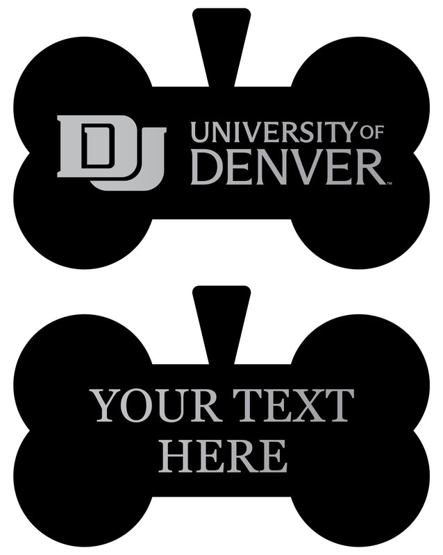 University of Denver Pioneers Personalized Matte Black Bone Dog Tag – Engraved Officially Licensed Collegiate Pet ID 