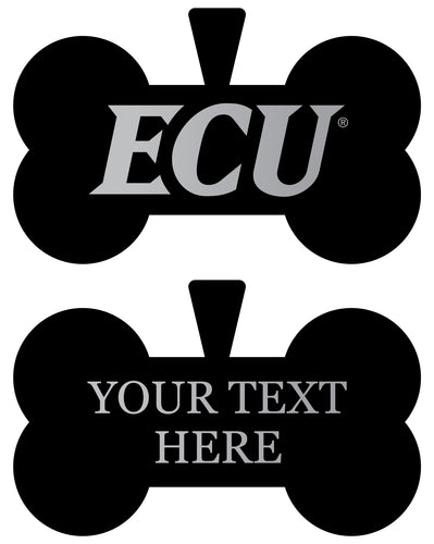East Carolina Pirates Personalized Matte Black Bone Dog Tag – Engraved Officially Licensed Collegiate Pet ID 