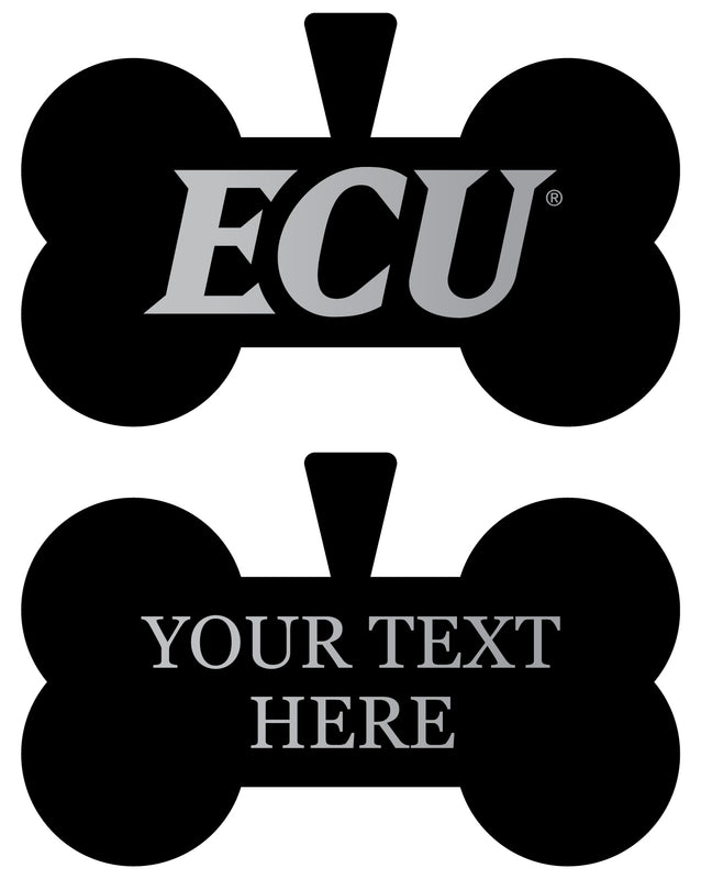 East Carolina Pirates Personalized Matte Black Bone Dog Tag – Engraved Officially Licensed Collegiate Pet ID 