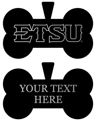 East Tennessee State University Personalized Matte Black Bone Dog Tag – Engraved Officially Licensed Collegiate Pet ID 