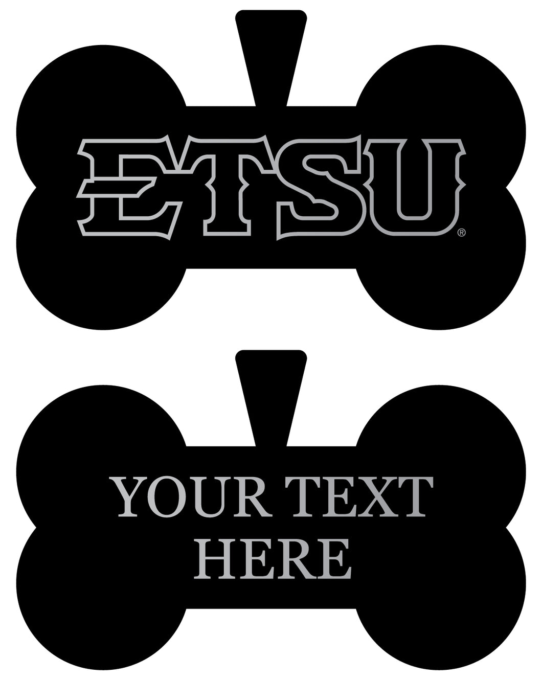 East Tennessee State University Personalized Matte Black Bone Dog Tag – Engraved Officially Licensed Collegiate Pet ID 