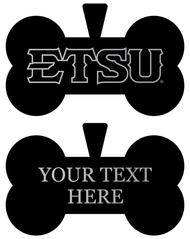 East Tennessee State University Personalized Matte Black Bone Dog Tag – Engraved Officially Licensed Collegiate Pet ID 