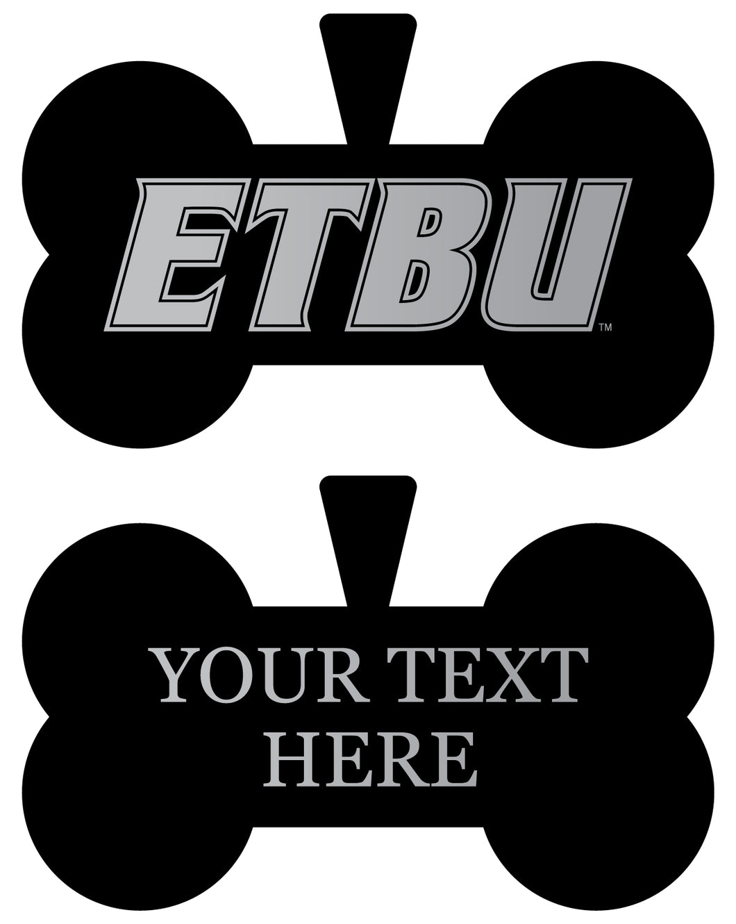 East Texas Baptist University Personalized Matte Black Bone Dog Tag – Engraved Officially Licensed Collegiate Pet ID 