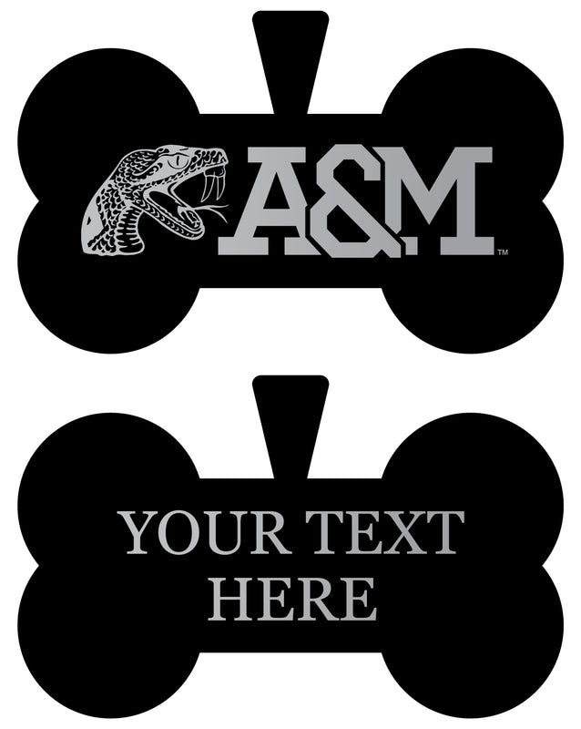 Florida A&M Rattlers Personalized Matte Black Bone Dog Tag – Engraved Officially Licensed Collegiate Pet ID 