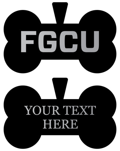 Florida Gulf Coast Eagles Personalized Matte Black Bone Dog Tag – Engraved Officially Licensed Collegiate Pet ID 