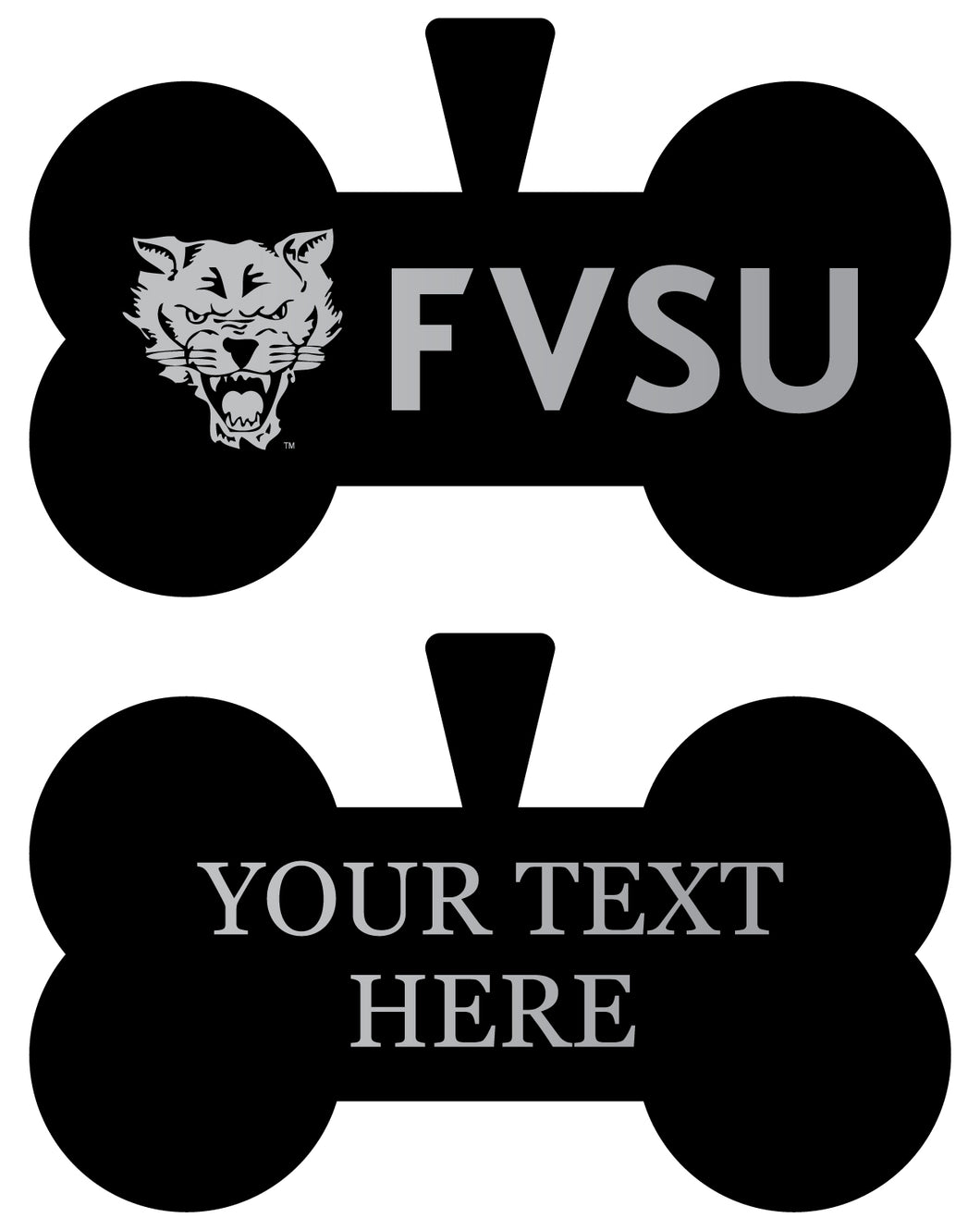 Fort Valley State University Personalized Matte Black Bone Dog Tag – Engraved Officially Licensed Collegiate Pet ID 