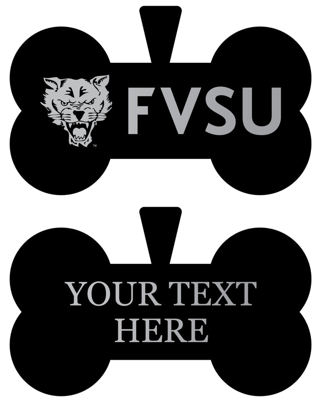 Fort Valley State University Personalized Matte Black Bone Dog Tag – Engraved Officially Licensed Collegiate Pet ID 