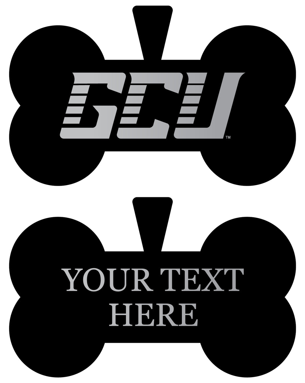 Grand Canyon University Lopes Personalized Matte Black Bone Dog Tag – Engraved Officially Licensed Collegiate Pet ID 